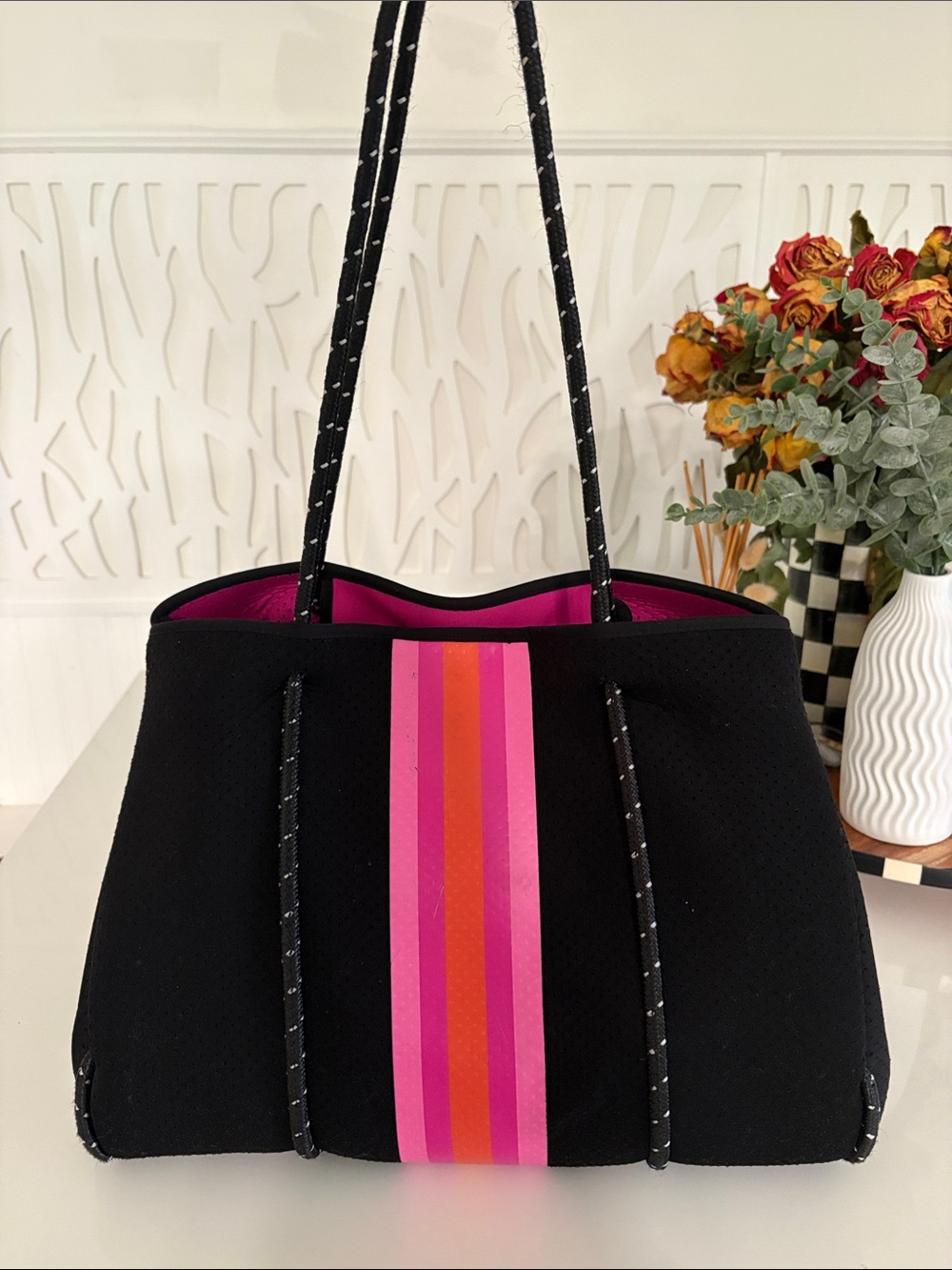 Haute Shore Greyson Tote – Pink & Orange Stripe